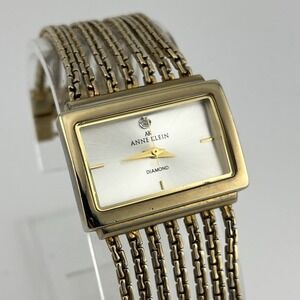 Anne Klein Diamond Watch Women 30mm Gold Case 6" Band 10/7208- New Battery
